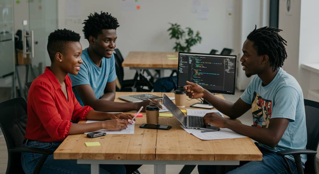 Students learning to code